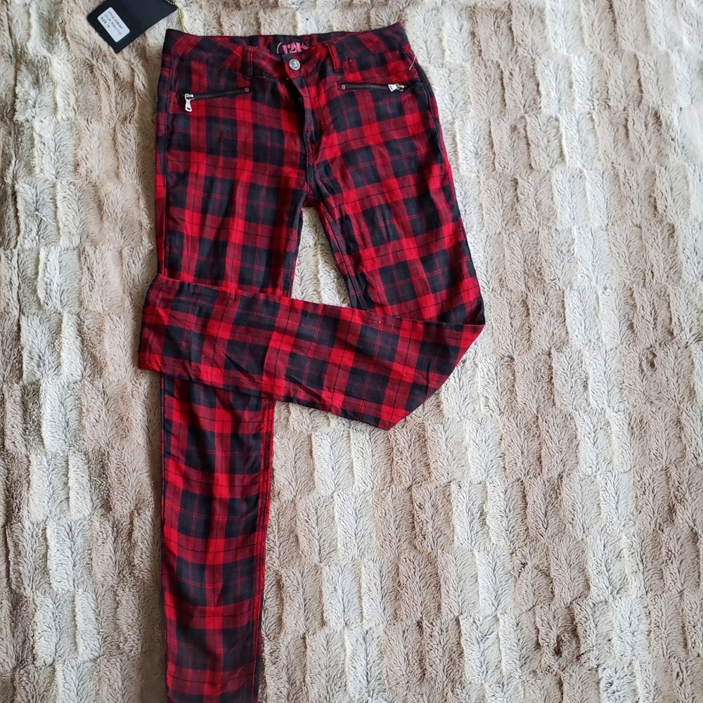 12 K PLAID SKINNY‎ PANTS ...SIZE 16 JUNIORS